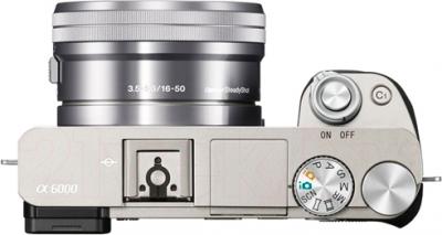 Беззеркальный фотоаппарат Sony Alpha a6000 Kit 16-50mm / ILCE-6000LS (серебристый) - вид сверху