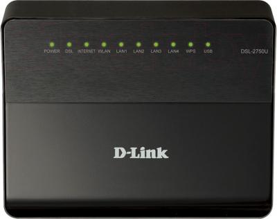 Беспроводной маршрутизатор D-Link DSL-2750U/B1A/T2A - вид спереди