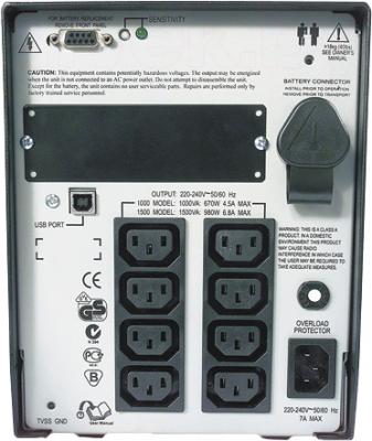 ИБП APC Smart-UPS 1000VA USB & Serial (SUA1000I) - вид сзади