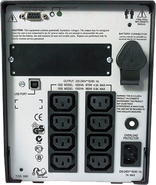 ИБП APC Smart-UPS 1500VA USB & Serial (SUA1500I) - вид сзади