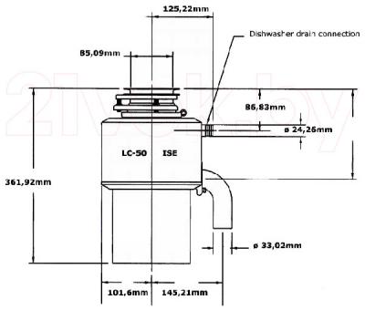 Измельчитель отходов InSinkErator LC-50 - габаритные размеры