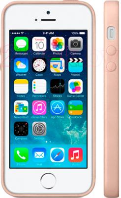 Чехол-накладка Apple iPhone 5s Case MF042ZM/A (бежевый) - вид на телефоне спереди и сбоку