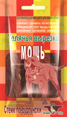 Лакомство для собак Green QZin Мощь юниор Сушеное телячье мясо (50г)