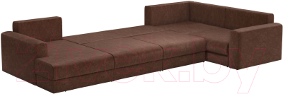 Диван П-образный Mebelico Мэдисон-П 93 / 59246 (микровельвет коричневый, подушки коричневый/бежевый)