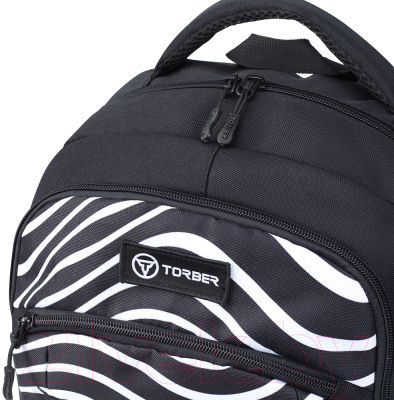 Школьный рюкзак Torber Class X Зебра / T9355-22-ZEB (черный/белый)