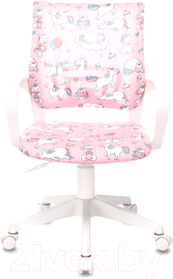 Кресло детское Бюрократ Burokids 1W / 1687095 (розовый единороги/пластик белый)
