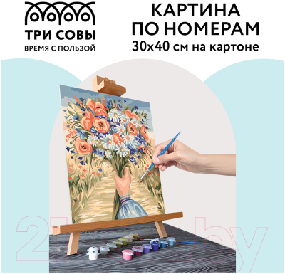 Картина по номерам Три совы Полевые цветы / КК_44064