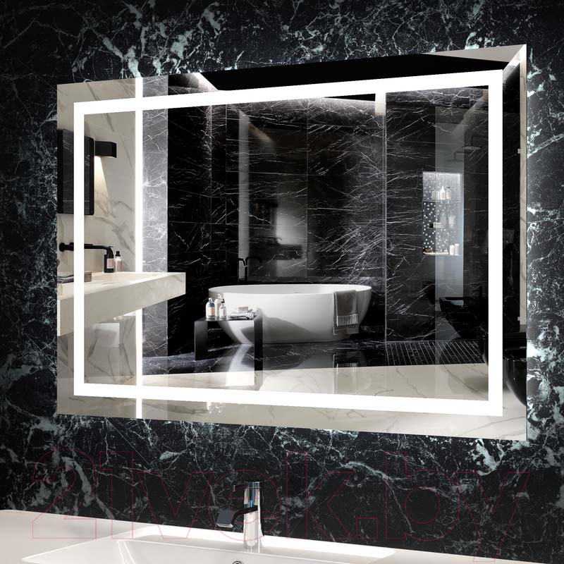 Зеркало Пекам Astra 1 100x80 / astra1-100x80dcl (с подсветкой, сенсором на взмах руки и часами) — фото 2