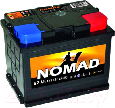 Автомобильный аккумулятор Kainar Nomad 6СТ-62 Евро R+ / 062133201021107110L (62 А/ч)
