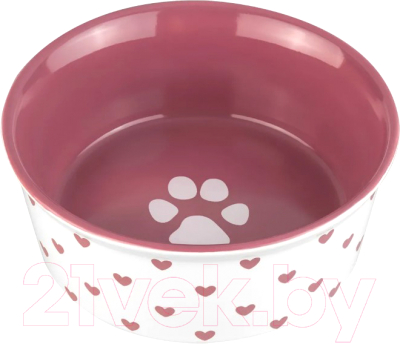Миска для животных Elan Gallery Лапка на розовом и сердечки / 230205 (400мл)