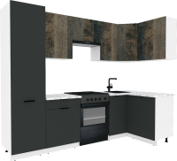 Готовая кухня ВерсоМебель Эко-2 1.2x2.7 правая (дуб гранж колониальный/антрацит/ст.мрамор итал.) - 