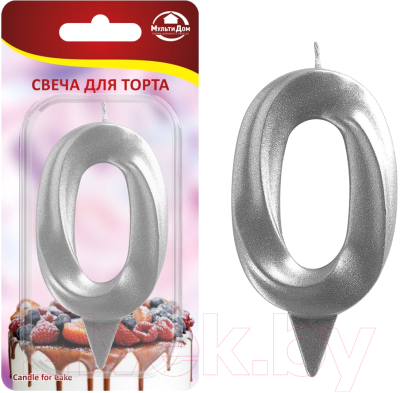 Изображение товара Свеча для торта Мультидом Грань Цифра 0 / МС5-20 (хром)