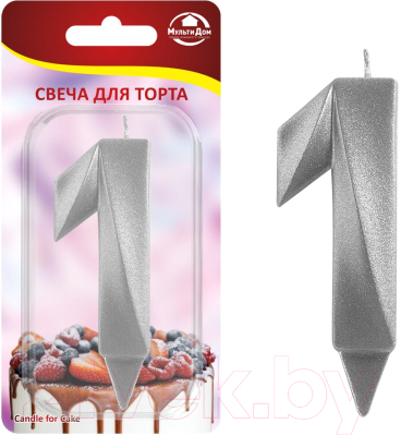 Изображение товара Свеча для торта Мультидом Грань Цифра 1 / МС5-21 (хром)