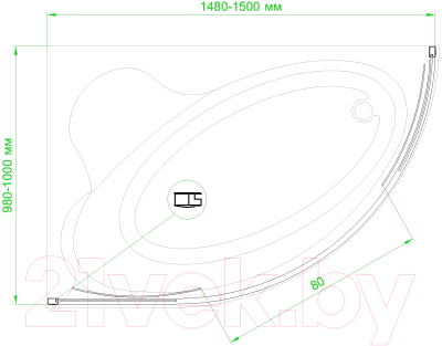 Душевой уголок Royal Bath 1500x1000x1500 / RB150ALP-С (матовая)