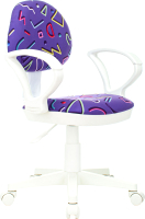 Кресло детское Бюрократ KD-3/WH/ARM (фиолетовый Sticks 08/пластик белый) - 