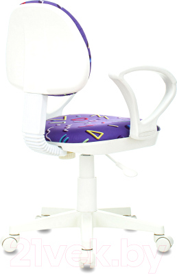 Кресло детское Бюрократ KD-3/WH/ARM (фиолетовый Sticks 08/пластик белый)