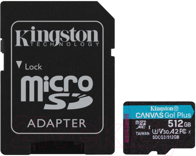 Карта памяти Kingston Canvas Go Plus microSDXC 512GB + SD адаптер (SDCG3/512GB)