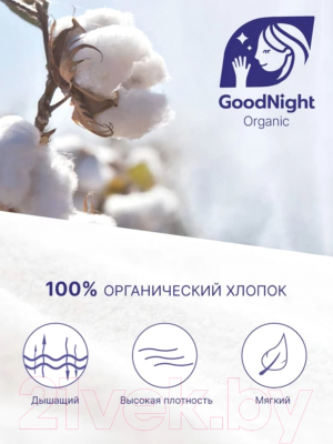 Подушка для сна GoodNight Organic 70x70 / POLT70 (овечья шерсть/искусcтвенный лебяжий пух/тик)