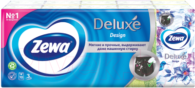 Бумажные салфетки Zewa Deluxe 3-х слойные (10x10уп)