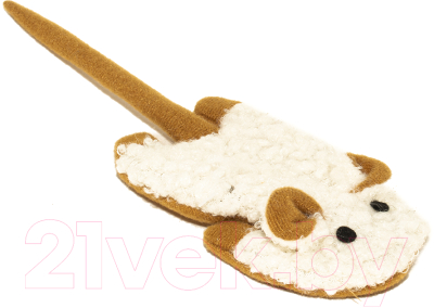 Игрушка для кошек Duvo Plus Кудрявая мышь / 12049/DV (белый/коричневый)