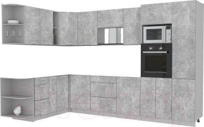 Готовая кухня Интерлиния Мила Лайт 1.88x3.2 левая без столешницы (бетон)