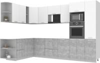 Кухонный гарнитур Интерлиния Мила Лайт 1.88x3.2 левая без столешницы (белый платинум/бетон) - 