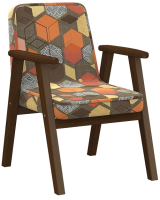 Кресло мягкое Мебелик Ретро (геометрия коричневый/орех) - 