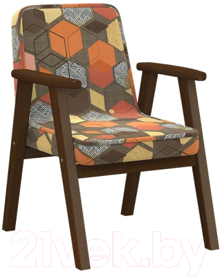 Кресло мягкое Мебелик Ретро (геометрия коричневый/орех)