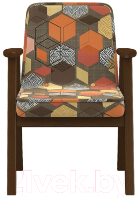 Кресло мягкое Мебелик Ретро (геометрия коричневый/орех)
