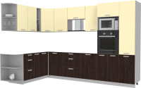 Кухонный гарнитур Интерлиния Мила Лайт 1.88x3.2 левая без столешницы (ваниль/дуб венге) - 