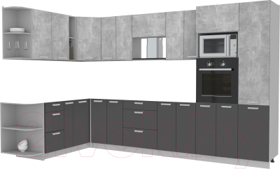 Готовая кухня Интерлиния Мила Лайт 1.88x3.4 левая без столешницы (бетон/антрацит)