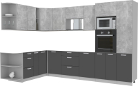Кухонный гарнитур Интерлиния Мила Лайт 1.88x3.2 левая без столешницы (бетон/антрацит) - 