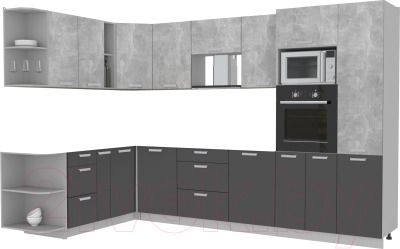 Готовая кухня Интерлиния Мила Лайт 1.88x3.2 левая без столешницы (бетон/антрацит)