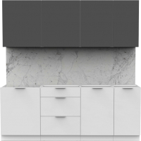 Кухонный гарнитур Интермебель Микс Топ-6 2.1м без столешницы (графит серый/белый премиум) - 