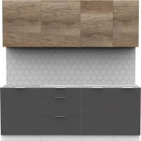 Кухонный гарнитур Интермебель Микс Топ-6 2.1м без столешницы (дуб каньон/графит серый) - 