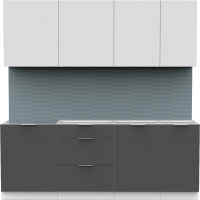 Кухонный гарнитур Интермебель Микс Топ-6 2.1м без столешницы (белый премиум/графит серый) - 