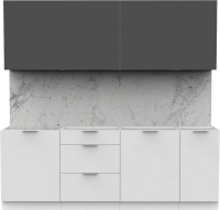 Кухонный гарнитур Интермебель Микс Топ-7 2.2м без столешницы (графит серый/белый премиум) - 