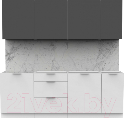 Кухонный гарнитур Интермебель Микс Топ-7 2.2м без столешницы (графит серый/белый премиум)