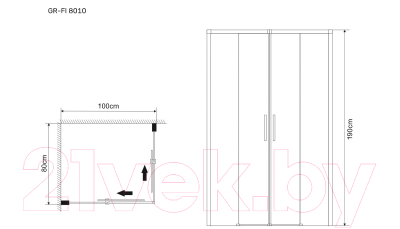 Душевой уголок Grossman Fly GR-8010Fl 80x100x190