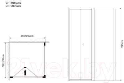 Душевой уголок Grossman Alba2 80x80x190 / GR-8080Al2