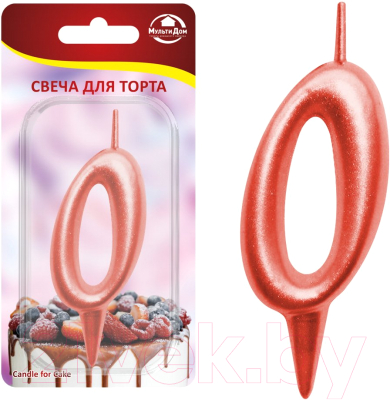 Изображение товара Свеча для торта Мультидом Овал Цифра 0 / МС5-30 (красный)