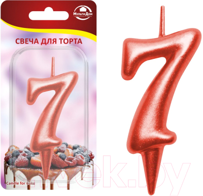 Изображение товара Свеча для торта Мультидом Овал Цифра 7 / МС5-37 (красный)