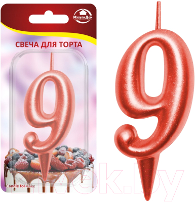 Изображение товара Свеча для торта Мультидом Овал Цифра 9 / МС5-39 (красный)