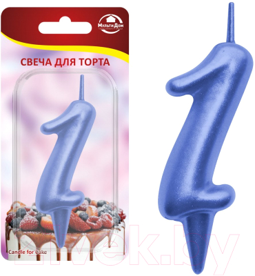 Изображение товара Свеча для торта Мультидом Овал Цифра 1 / МС5-41 (синий)