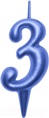 Изображение товара Свеча для торта Мультидом Овал Цифра 3 / МС5-43 (синий)
