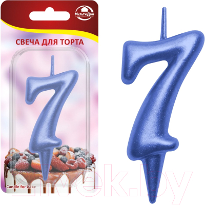 Изображение товара Свеча для торта Мультидом Овал Цифра 7 / МС5-47 (синий)