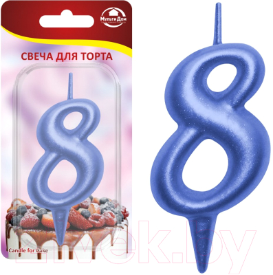 Изображение товара Свеча для торта Мультидом Овал Цифра 8 / МС5-48 (синий)