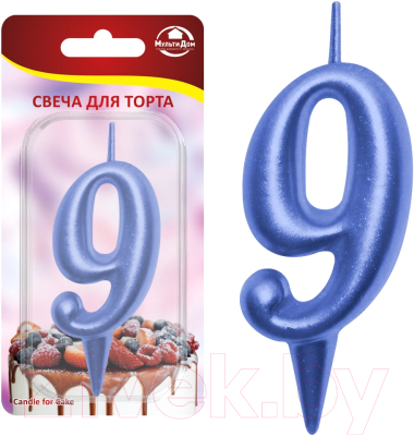 Изображение товара Свеча для торта Мультидом Овал Цифра 9 / МС5-49 (синий)