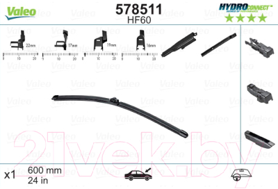 Изображение товара Щетка стеклоочистителя Valeo HF60/ 578511