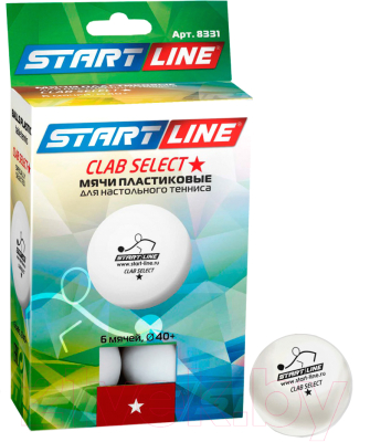 Набор мячей для настольного тенниса Start Line Club Select 1 New (6шт, белый)